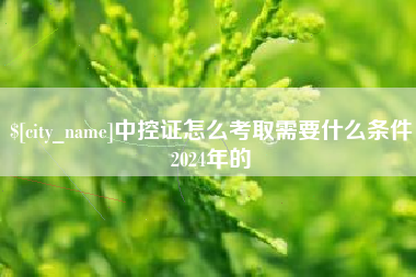 洛阳中控证怎么考取需要什么条件2024年的